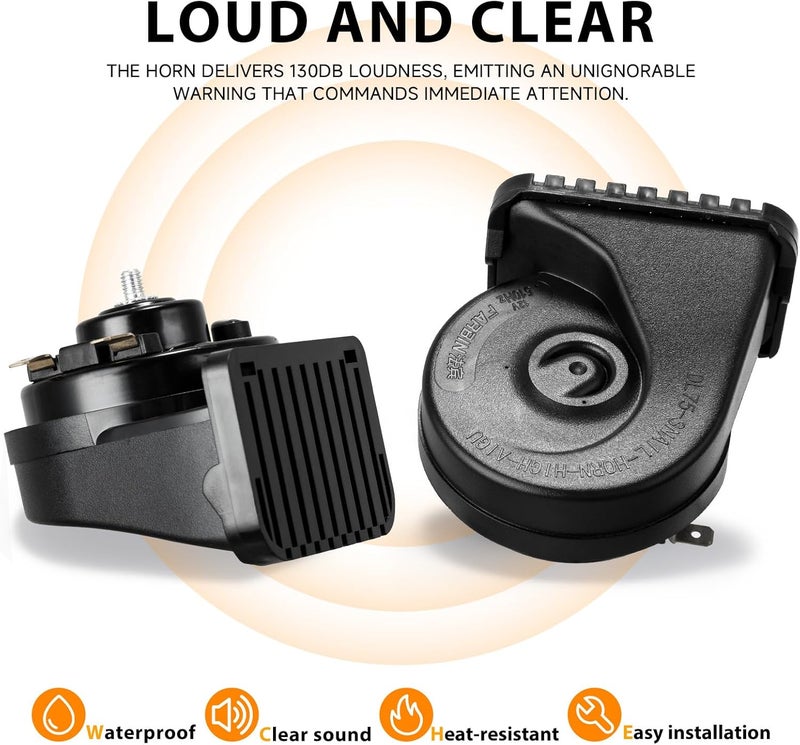 banhao Car Horn Universal Fit High Low Tone Electric Snail Horns 12V 130dB Waterproof Truck Horn Replacement Kit with Cover - Image 3